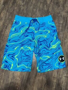 Under Armour Bright Blue & Neon Yellow Swim Shorts